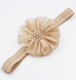 Baby haarbandje vintage bloem parel (zand)