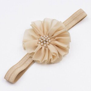 Baby haarbandje vintage bloem parel (zand)