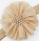 Baby haarbandje vintage bloem parel (zand)