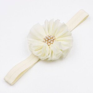 Baby haarbandje vintage bloem parel ivoor