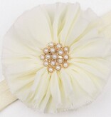 Baby haarbandje vintage bloem parel ivoor