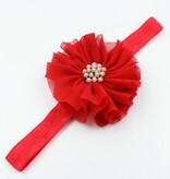 Baby haarbandje vintage bloem parel rood