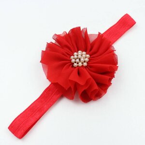 Baby haarbandje vintage bloem parel rood