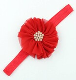 Baby haarbandje vintage bloem parel rood