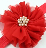Baby haarbandje vintage bloem parel rood