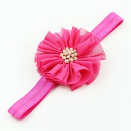 Haarbandje vintage bloem parel fuchsia