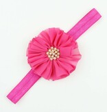 Baby haarbandje vintage bloem parel fuchsia