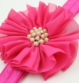 Baby haarbandje vintage bloem parel fuchsia