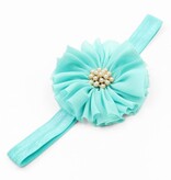 Baby haarbandje vintage bloem parel turquoise