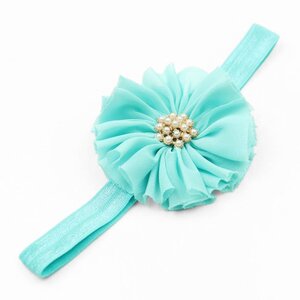 Baby haarbandje vintage bloem parel turquoise