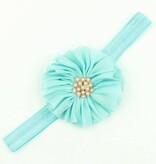 Baby haarbandje vintage bloem parel turquoise
