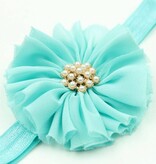 Baby haarbandje vintage bloem parel turquoise