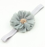 Baby haarbandje vintage bloem parel grijs