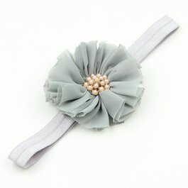 Haarbandje vintage bloem parel grijs