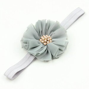 Baby haarbandje vintage bloem parel grijs