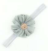 Baby haarbandje vintage bloem parel grijs