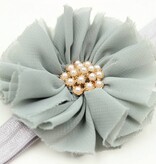 Baby haarbandje vintage bloem parel grijs