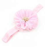 Baby haarbandje vintage bloem parel lichtroze