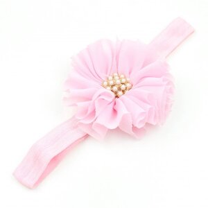 Baby haarbandje vintage bloem parel lichtroze