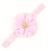 Baby haarbandje vintage bloem parel lichtroze