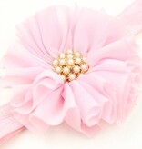 Baby haarbandje vintage bloem parel lichtroze