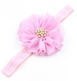 Baby haarbandje vintage bloem parel oudroze