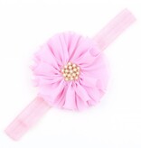 Baby haarbandje vintage bloem parel oudroze