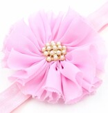 Baby haarbandje vintage bloem parel oudroze