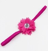 Baby haarbandje kleine chiffon bloem (fuchsia)