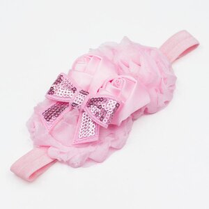 Baby haarbandje shabby/satijn/strik (lichtroze)