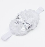 Baby haarbandje shabby/satijn/strik (wit)