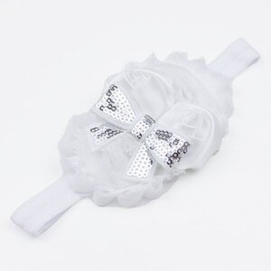 Baby haarbandje shabby/satijn/strik (wit)