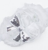 Baby haarbandje shabby/satijn/strik (wit)