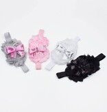 Baby haarbandje shabby/satijn/strik (wit)