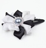 Baby haarspeldje met multicolor bloem (zwart/wit)