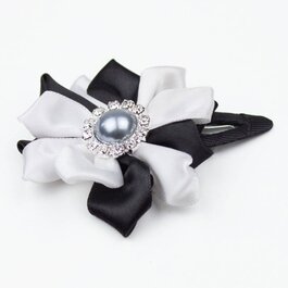 Haarspeldje met multicolor bloem (zwart/wit)