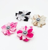 Baby haarspeldje met multicolor bloem (zwart/wit)