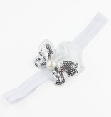 Baby haarbandje roos en vlinder met parel (wit)