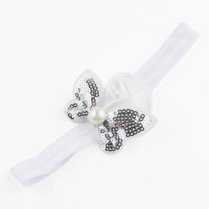 Baby haarbandje roos en vlinder met parel (wit)