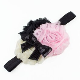 Haarbandje shabby met glitter (roze/ivoor/zwart)