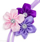 Baby haarbandje drie kleuren bloemen (lichtroze/paars/lila)
