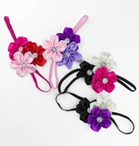 Baby haarbandje drie kleuren bloemen (lichtroze/paars/lila)