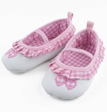 Babyschoentjes: baby ballerina's met wit/lichtroze ruitjes