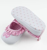 Babyschoentjes: baby ballerina's met wit/lichtroze ruitjes