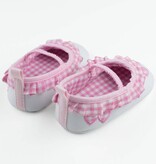 Babyschoentjes: baby ballerina's met wit/lichtroze ruitjes