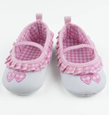 Babyschoentjes: baby ballerina's met wit/lichtroze ruitjes