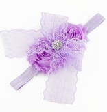 Baby haarbandje kanten strik met strass (lila)
