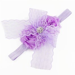 Haarbandje kanten strik met strass (lila)