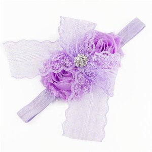 Baby haarbandje kanten strik met strass (lila)