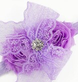 Baby haarbandje kanten strik met strass (lila)